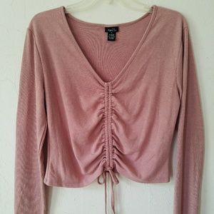 Rue 21 Pink Long Sleeve Crop Top - Size XL